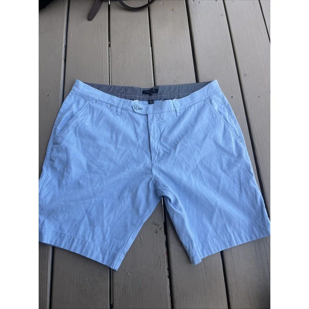 TED BAKER London Lot of 2 Men's Chino Shorts Flat Front Summer Wear Blue Size 38
